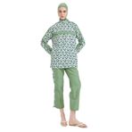 DeFacto Regular Fit Su İtici 3'lü Desenli Burkini Tesettür Mayo Takım, L, E7996AX25HSGN680-218052, Yeşil, Kadın
