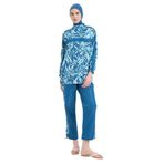 DeFacto Regular Fit Su İtici 3'lü Desenli Burkini Tesettür Mayo Takım, S, E7996AX25HSBE376, Koyu Mavi, Kadın