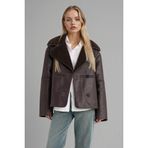 DeFacto Regular Fit Suni Kürk Astarlı Mont, L, Regular Fit Suni Kürk Astarlı Mont, Kahve, Kadın