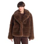 DeFacto Regular Fit Suni Kürk Mont, S, Regular Fit Suni Kürk, Kahve-BN530, Kadın