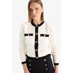 Defacto Regular Fit Triko Hırka, Xl, C1482AX25AU, Ekru, Kadın