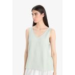 DeFacto Regular Fit V Yaka Kolsuz Yeşil Bluz, L, E6395AX25SM, Yeşil-GN270, Kadın