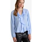 DeFacto Regular Fit V Yaka Modal Volanlı Uzun Kollu Bluz G1971AX25WN - Mavi-BE305