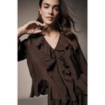 DeFacto Regular Fit V Yaka Modal Volanlı Uzun Kollu Bluz G1971AX25WN