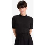 DeFacto Regular Fit Yarım Balıkçı Yaka Fitilli Kaşkorse Kısa Kollu Tişört B1177AX25AU - Siyah-BK81 - XL