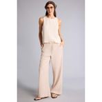 DeFacto Regular Fit Yüksek Bel Geniş Paça Oxford Pantolon, 40, H8493AX26SM, Bej, Kadın
