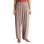 DeFacto Regular Fit Yüksek Bel Keten Görünümlü Pantolon, 40, H8494AX26SM, Kahve, Kadın