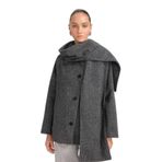DeFacto Regular Fit Yün Karışımlı Çıkarılabilir Atkılı Kısa Kaşe Kaban, L, Regular Fit Yün Karışımlı Çıkarılabilir Atkılı Kısa Kaşe Kaban, Antrasit-AR229, Kadın