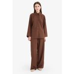 DeFacto Relax Fit 2li Takım Gofre Dokulu Uzun Kollu Gömlek Pantolon F4094AX25SM
