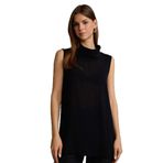DeFacto Relax Fit Balıkçı Yaka Çapraz Dokuma Kolsuz Bluz, 36, G0239AX25SM, Siyah-BK81, Kadın