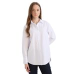 DeFacto Relax Fit Basic Düz Oxford Uzun Kollu Gömlek Tunik Beyaz M