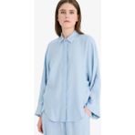 DeFacto Relax Fit Basic Keten Karışımlı Tesettür Gömlek Tunik D9702AX25SM - Mavi-BE196