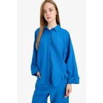 DeFacto Relax Fit Basıc Keten Karışımlı Tesettür Gömlek Tunik Mavi, M, TYC427904778763A0B5CECC00, Mavi-BE43, Kadın