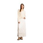 DeFacto Relax Fit Beli Lastikli Saten Maxi Etek, 38, G0387AX25SM, Beyaz-WT34, Kadın