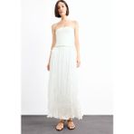DeFacto Relax Fit Beli Lastikli Saten Maxi Etek G0387AX25SM - Beyaz-WT34 - 36