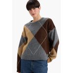DeFacto Relax Fit Bisiklet Yaka Baklava Desenli Triko Kazak, XL, G2185AX25WN, Antrasit-AR146, Kadın