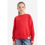 DeFacto Relax Fit Bisiklet Yaka Baskılı Kırmızı Kız Çocuk Sweatshirt E6842A8/RD227