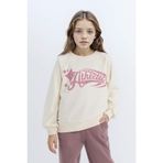 DeFacto Relax Fit Bisiklet Yaka Baskılı Sweatshirt Kız Çocuk, 5-6 Yaş, D6988A824WN, Ekru-ER99, kız-çocuk