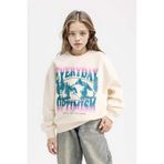 Defacto Relax Fit Bisiklet Yaka Baskılı Sweatshirt Kız Çocuk, 5-6 Yaş, D7055A824WN, Ekru-ER99, kız-çocuk, 5/6 Yaş (116cm)