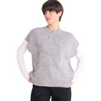 DeFacto Relax Fit Bisiklet Yaka Çiçekli Triko Süveter, L, Relax Fit Bisiklet Yaka Çiçekli Triko Süveter, Gri-GR156, Kadın