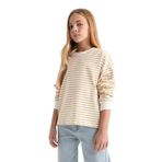 Defacto Relax Fit Bisiklet Yaka Çizgili Sweatshirt Kız Çocuk, 7-8 Yaş, D6503A8NS, Bej-BG765, kız-çocuk, 7/8 Yaş (128cm)