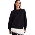 DeFacto Relax Fit Bisiklet Yaka Etek Ucu Dantel Detaylı Sweatshirt, L, G8595AX25CW, Siyah-BK81, kadın