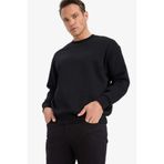 DeFacto Relax Fit Bisiklet Yaka Kalın İçi Yumuşak Tüylü Basic Düz Sweatshirt, L, T5139AZ25AU, Siyah, erkek