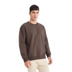 DeFacto Relax Fit Bisiklet Yaka Kalın İçi Yumuşak Tüylü Basic Düz Sweatshirt, M, T5139AZ25AU, Kahve-BN581, erkek