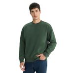 DeFacto Relax Fit Bisiklet Yaka Polar Sweatshirt, XL, F3685AX25WN, Yeşil-GN536, erkek