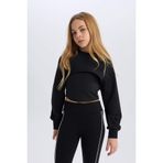 DeFacto Relax Fit Bisiklet Yaka Sweatshirt Kız Çocuk, 9-10 Yaş, D9442A825SP, Siyah-BK81, kız-çocuk