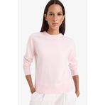 DeFacto Relax Fit Bisiklet Yaka Triko Kazak, 3XL, C0058AX25WN, Pembe-PN648, Kadın