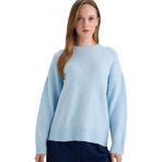 DeFacto Relax Fit Bisiklet Yaka Triko Kazak, M, G4197AX25WN, Mavi-BE216, Kadın