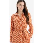DeFacto Relax Fit Desenli Viskon Uzun Kollu Tunik D9753AX25SM - Turuncu-OG267