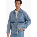 DeFacto Relax Fit Fermuarlı Denim Ceket, S, F0097AX25AU, Mavi-NM39, Kadın
