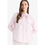 DeFacto Relax Fit Fiyonk Yaka Çizgili Simli Kumaş Uzun Kollu Tesettür Gömlek Tunik E7976AX25SM, 2XL
