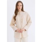 DeFacto Relax Fit Hakim Yaka Basic Tesettür Gömlek Tunik E1757AX25SP - Bej-BG702 - XL