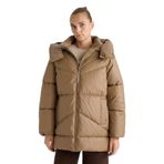 DeFacto Relax Fit Kapüşonlu Fermuarlı Şişme Parka, M, Relax Fit Kapüşonlu Fermuarlı Şişme Parka, Kahve-BN67, Kadın