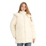 DeFacto Relax Fit Kapüşonlu Fermuarlı Şişme Parka, S, Relax Fit Kapüşonlu Fermuarlı Şişme Parka, ECRU, Kadın
