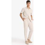 DeFacto Relax Fit Kısa Paça Keten Görünümlü Beli Bağcıklı Lastikli Cepli Pantolon E4790AX25AU - Ekru-ER22 - 34
