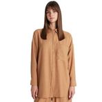 DeFacto Relax Fit Krinkıl Kumaş Uzun Kollu Tesettür Gömlek Tunik, M, C6482AX24SM, Kahve-BN153, Kadın