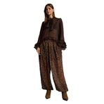 DeFacto Relax Fit Normal Bel Leopar Desenli Şifon Pantolon, 38, G5653AX25WN, Kahve-BN306, Kadın