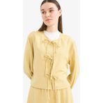 DeFacto Relax Fit Önden Bağlamalı Keten Uzun Kollu Tesettür Bluz E5352AX25SP - Haki-KH520 - 2XL