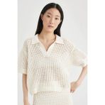 DeFacto Relax Fit Polo Yaka Ajur Kısa Kollu Triko Tişört C4573AX24SM