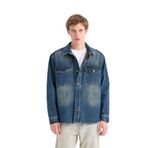 DeFacto Relax Fit Uzun Kollu Cepli Jean Gömlek Ceket Mavi XL