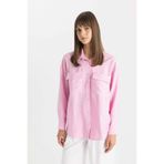 DeFacto Relax Fit Uzun Kollu Tesettür Gömlek Tunik Pembe, XL, C8671AX24SM, Pembe-PN649, Kadın