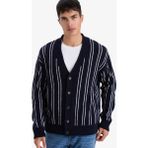 DeFacto Relax Fit V Yaka Çizgili Düğmeli Triko Hırka F7279AX25WN - Lacivert-NV64 - 2XL