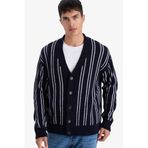 DeFacto Relax Fit V Yaka Çizgili Triko Hırka, L, F7279AX25WN, Lacivert-NV64, Erkek