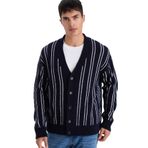 DeFacto Relax Fit V Yaka Çizgili Triko Hırka, XL, F7279AX25WN, Lacivert-NV64, Erkek