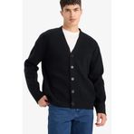 DeFacto Relax Fit V Yaka Düğmeli Triko Hırka, XL, F2700AX25WN, Siyah-BK81, Erkek