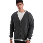 DeFacto Relax Fit V Yaka Triko Hırka, M, F3832AX25WN, Antrasit-AR4, Erkek